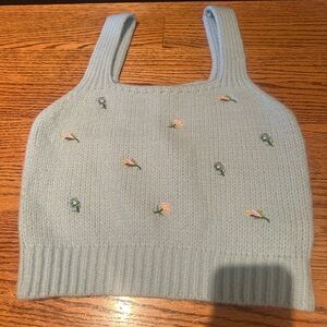 English Factory Blue Sweater Floral Tank Top